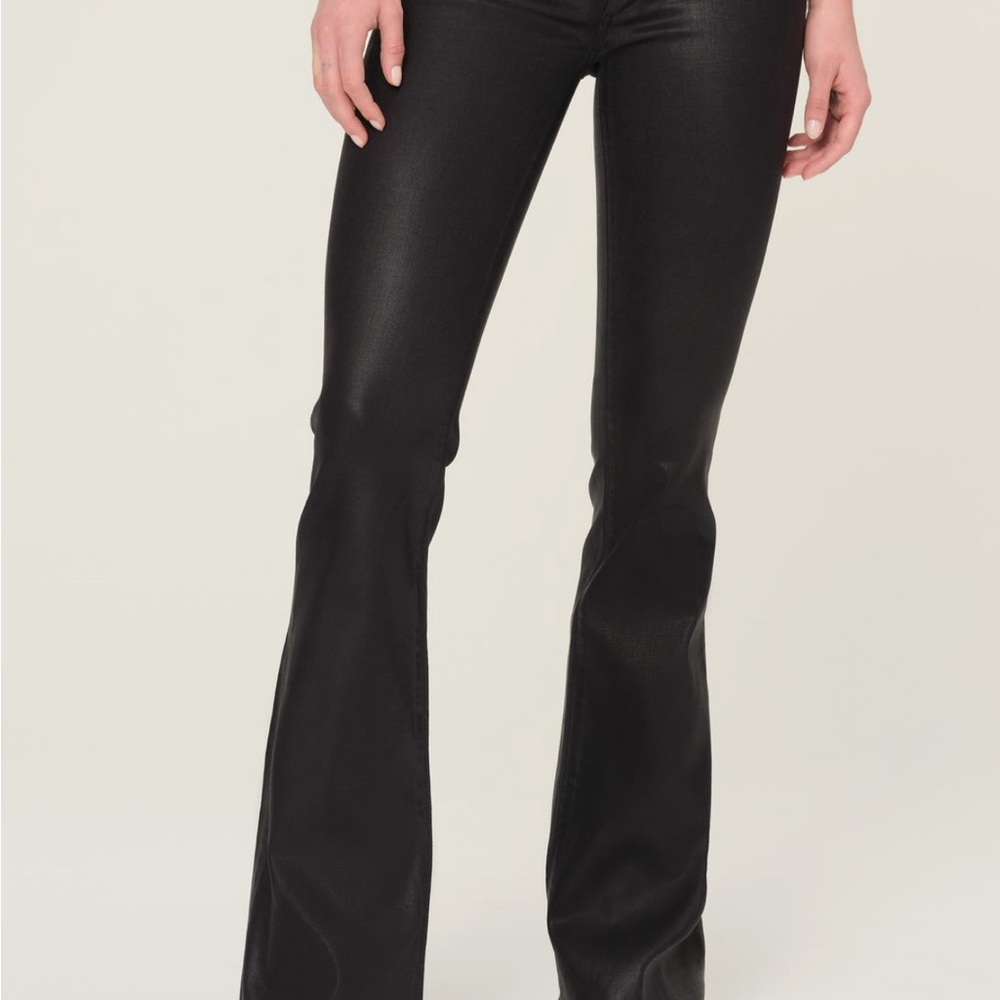 7 For All Man Kind Black Flared Leather Pants